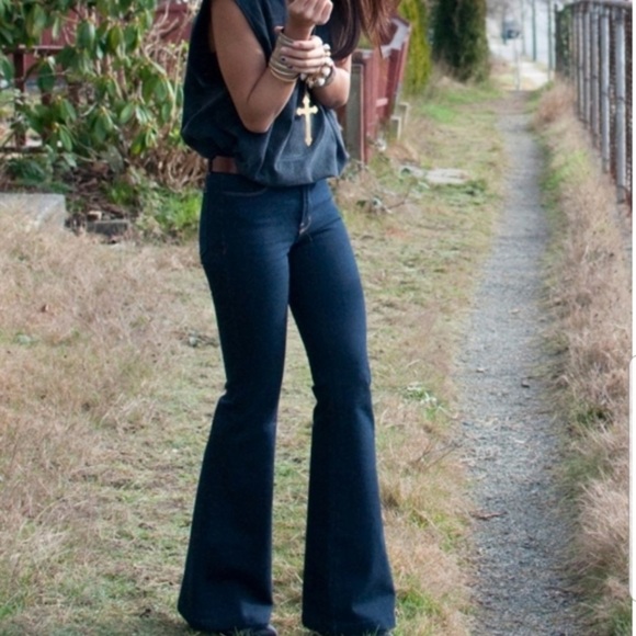 J Brand The Doll High Waisted Flare Bell Bottom Dark Wash Denim Jeans Women’s 28 - Picture 3 of 16